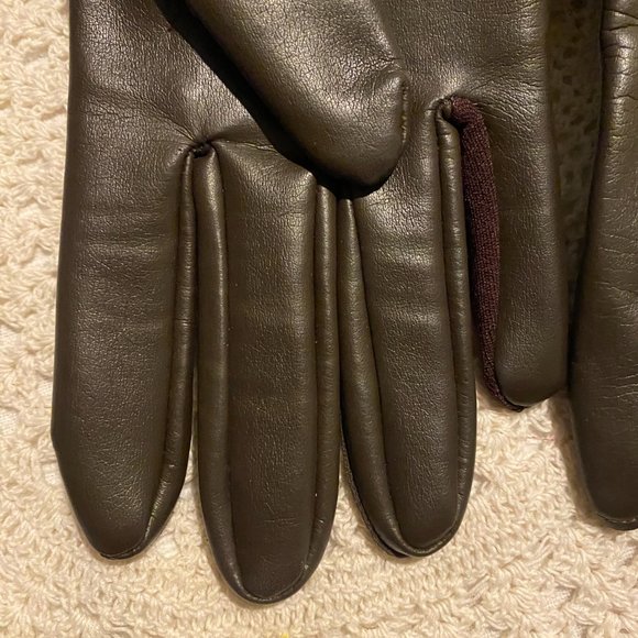 Vintage Chocolate Brown Vinyl Weather Gloves - Picture 3 of 6